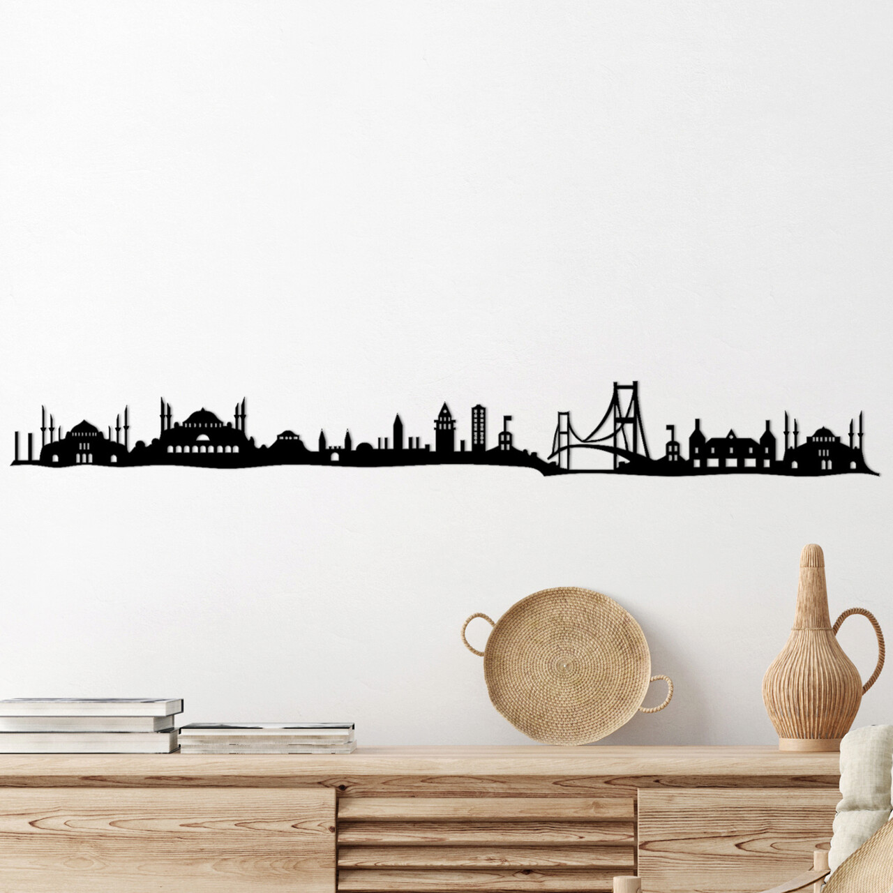 Decoratiune de perete, Istanbul Skyline, Dimensiune: 117 x 0,15 x 13 cm, Negru - imagine 7